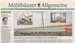 Zeitungsartikel Schwebende Arbeitsgrube